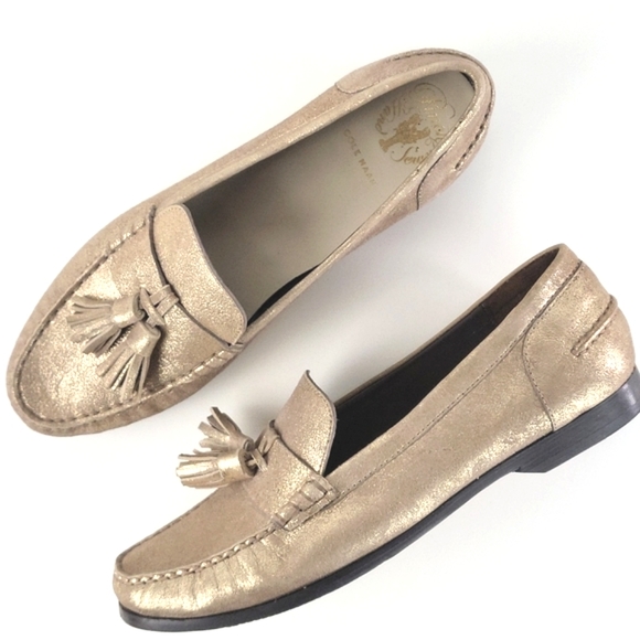 Cole Haan Grand.OS Pinch Hand Sewn Leather Tassel Slip-on Loafer Light Gold - Picture 8 of 16